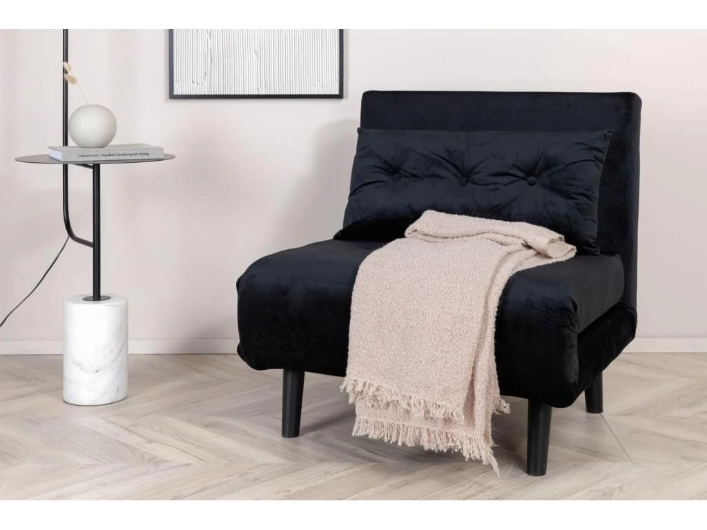 Vicky Canapé-lit ,fauteuil Velours Noir. – Image 6