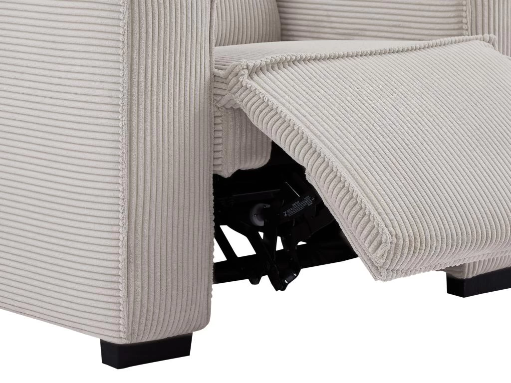 Canapé 3 Places Relax électrique En Velours Cotelé Gris Clair AMELIO – Image 8