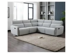 Canapé D'angle Dont 2 Places Relax Manuel - Tissu Gris Clair - L 269 X P 269 X H 99 Cm - LANDON