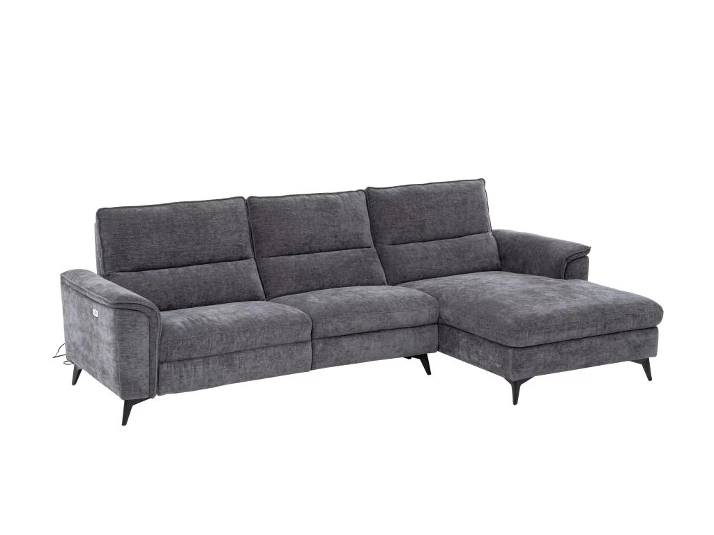 Canapé D'angle Droit Relax électrique En Tissu Anthracite TELTI – Image 2