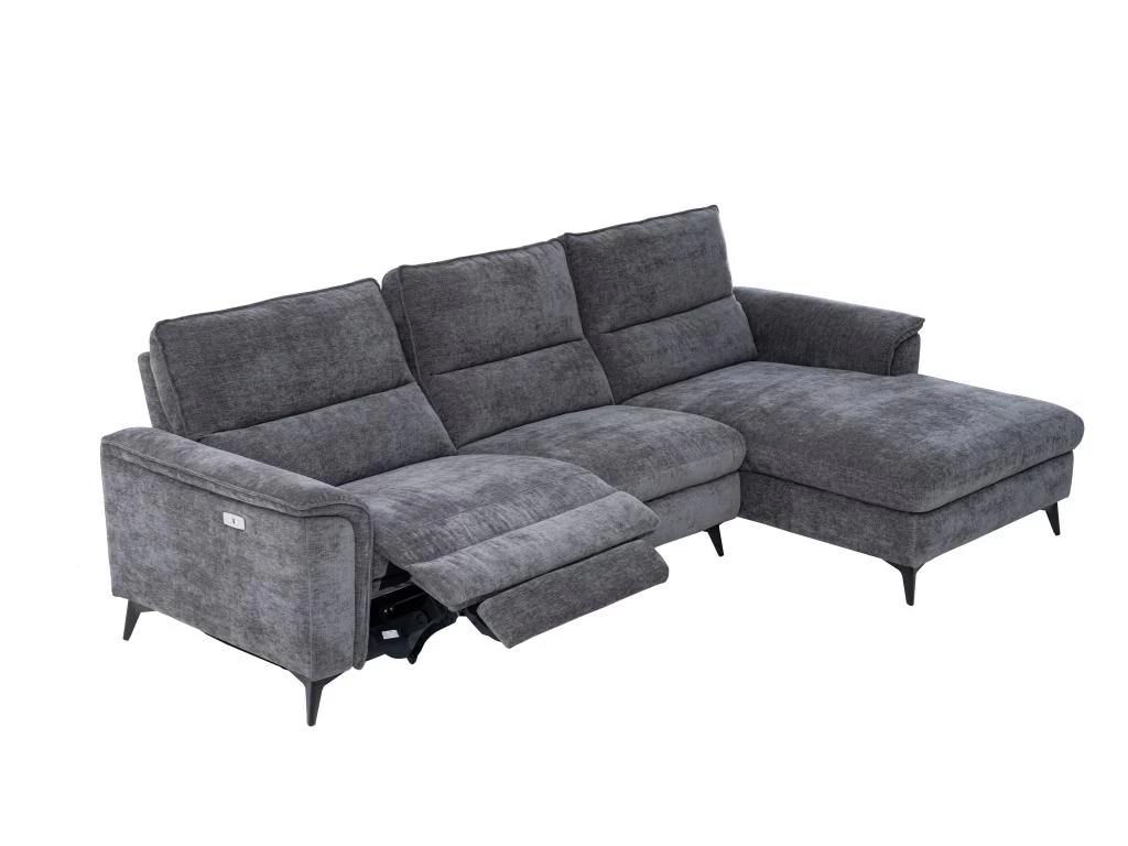 Canapé D'angle Droit Relax électrique En Tissu Anthracite TELTI – Image 5