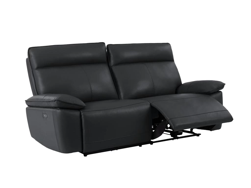 Canapé 3 Places Relax électrique En Cuir De Vachette Noir NOVENA – Image 4