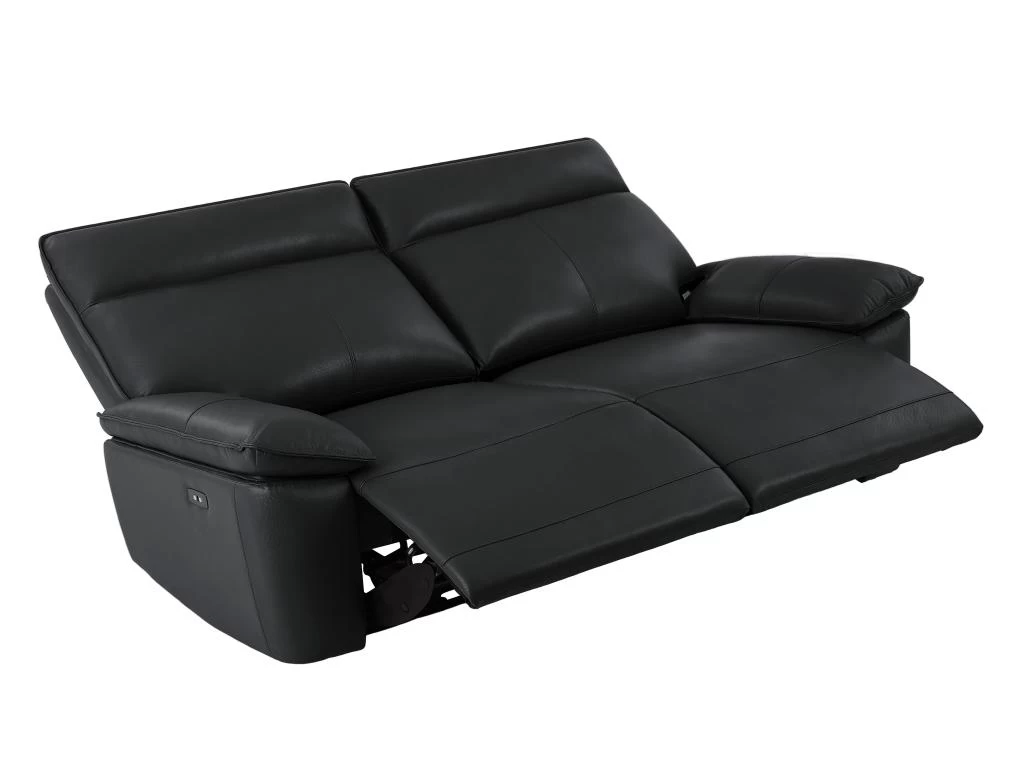 Canapé 3 Places Relax électrique En Cuir De Vachette Noir NOVENA – Image 6
