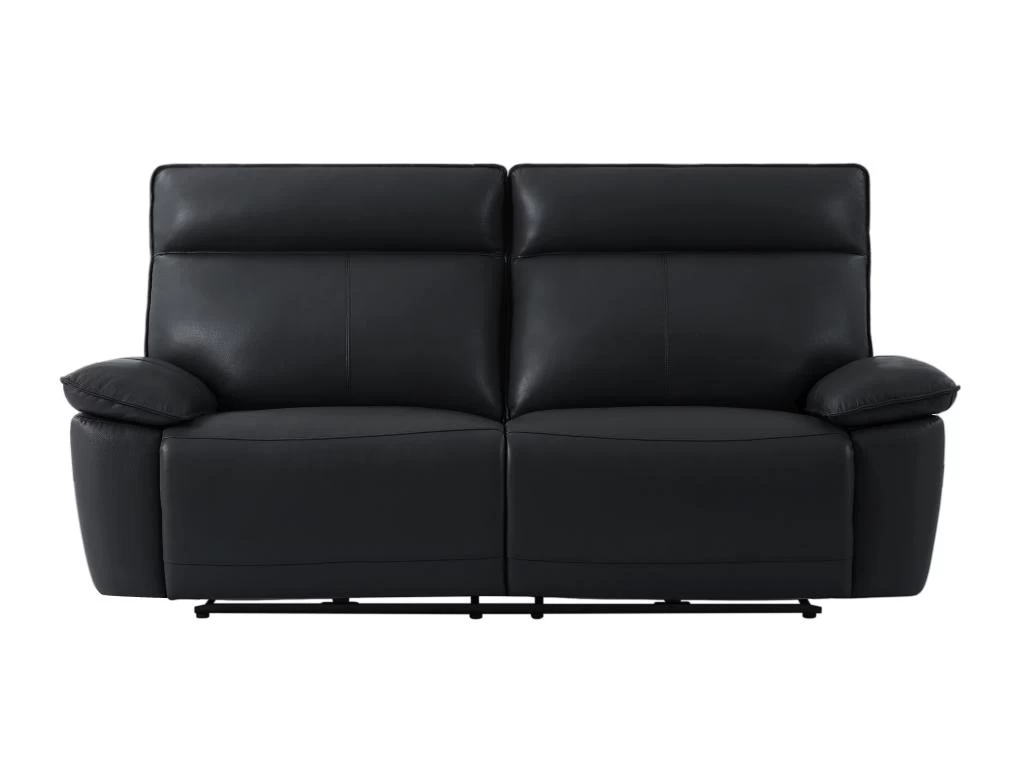 Canapé 3 Places Relax électrique En Cuir De Vachette Noir NOVENA – Image 3