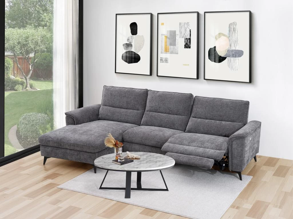 Canapé D'angle Gauche Relax électrique En Tissu Anthracite TELTI – Image 4