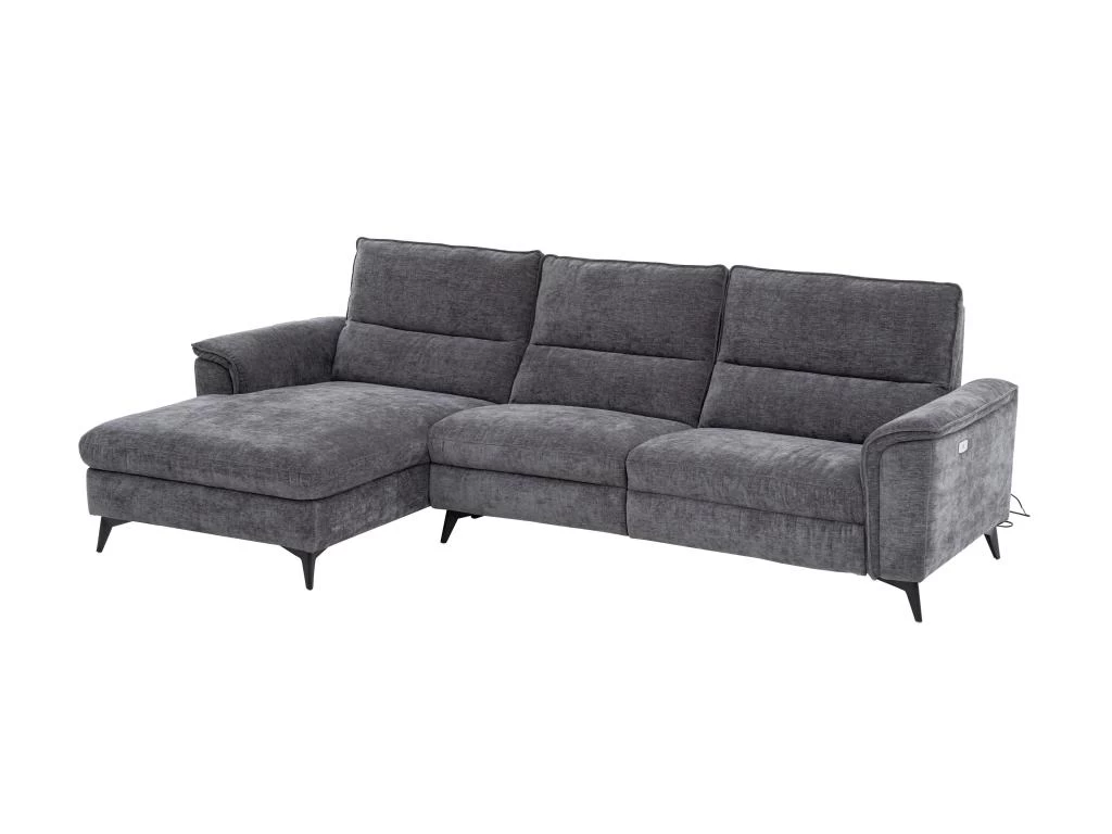 Canapé D'angle Gauche Relax électrique En Tissu Anthracite TELTI – Image 2