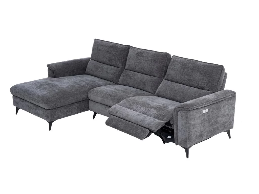 Canapé D'angle Gauche Relax électrique En Tissu Anthracite TELTI – Image 5