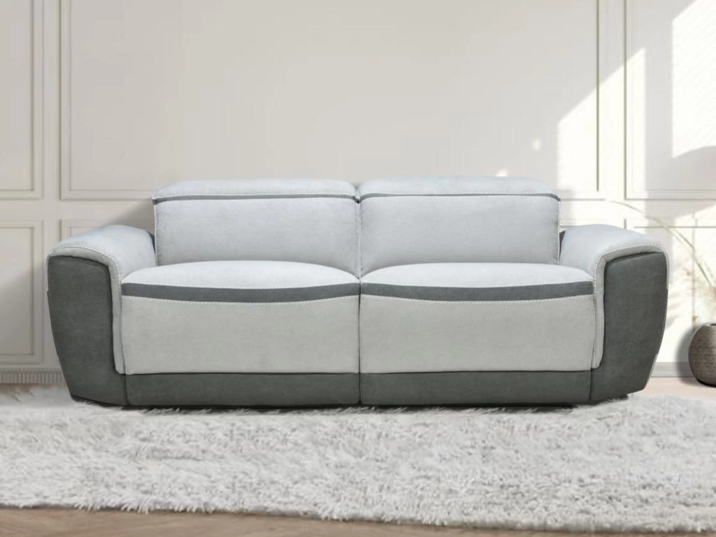 Canapé 3 Places Relax électrique En Tissu Gris Clair ORIETTO – Image 13