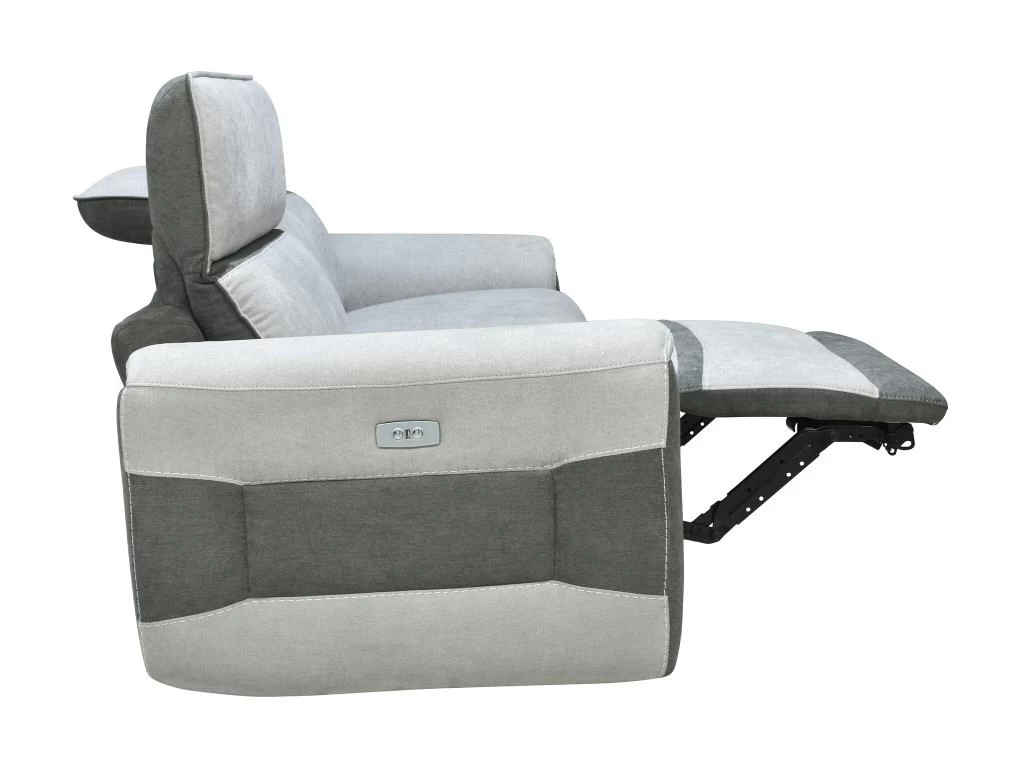 Canapé 3 Places Relax électrique En Tissu Gris Clair ORIETTO – Image 6