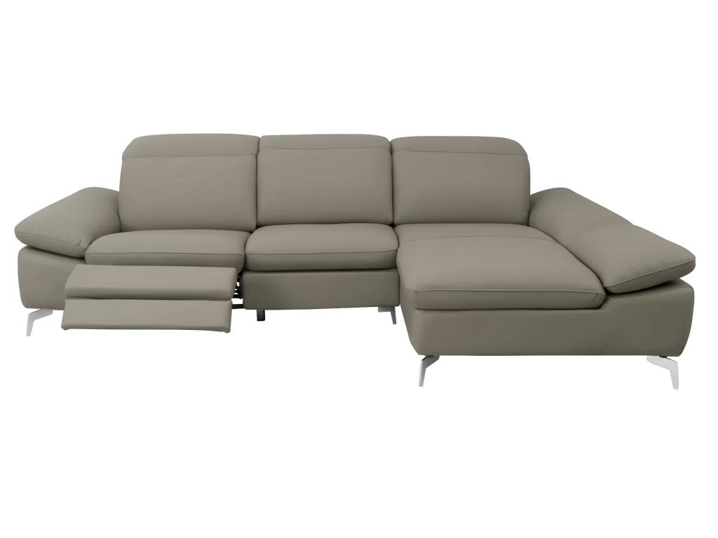 Canapé D'angle Relax électrique En Cuir De Buffle MARSALA - Taupe - Angle Droit – Image 8