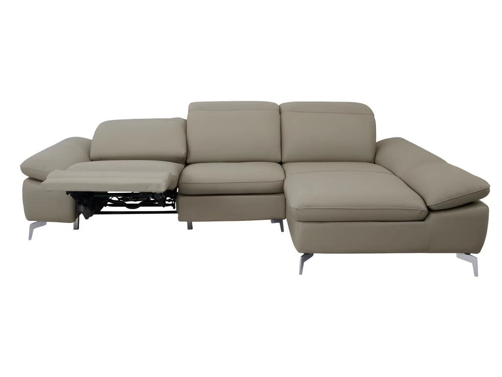 Canapé D'angle Relax électrique En Cuir De Buffle MARSALA - Taupe - Angle Droit – Image 6