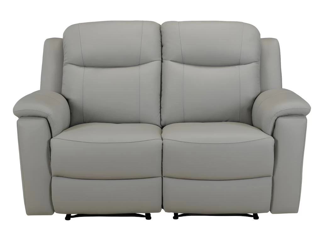 Canapé 2 Places Relax EVASION En Cuir - Gris Clair – Image 6