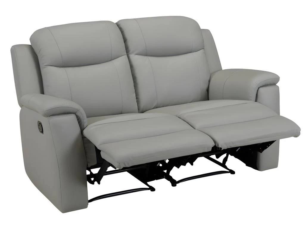 Canapé 2 Places Relax EVASION En Cuir - Gris Clair – Image 4