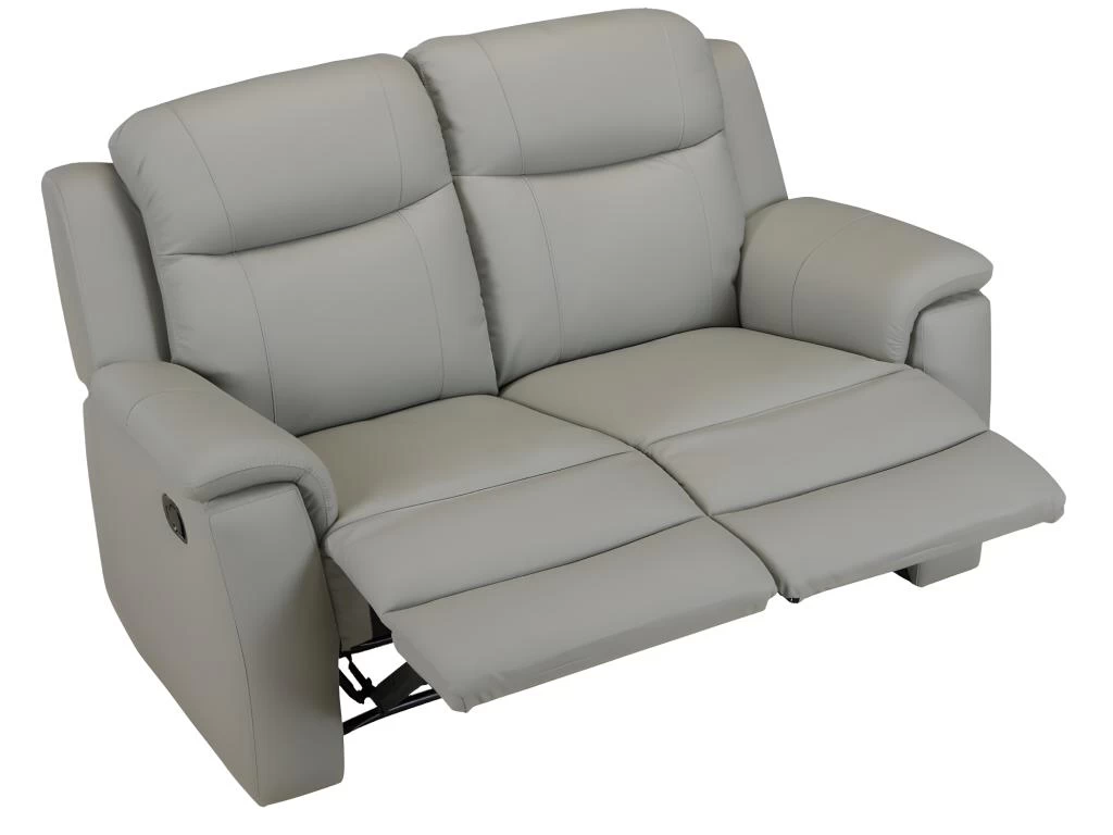Canapé 2 Places Relax EVASION En Cuir - Gris Clair – Image 2