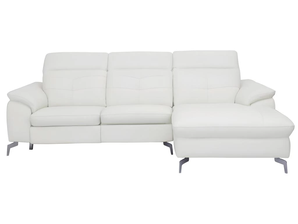 Canapé D'angle Relax électrique En Cuir De Buffle LISMORE - Ivoire - Angle Droit – Image 6