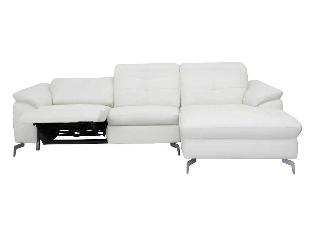 Canapé D'angle Relax électrique En Cuir De Buffle LISMORE - Ivoire - Angle Droit – Image 4