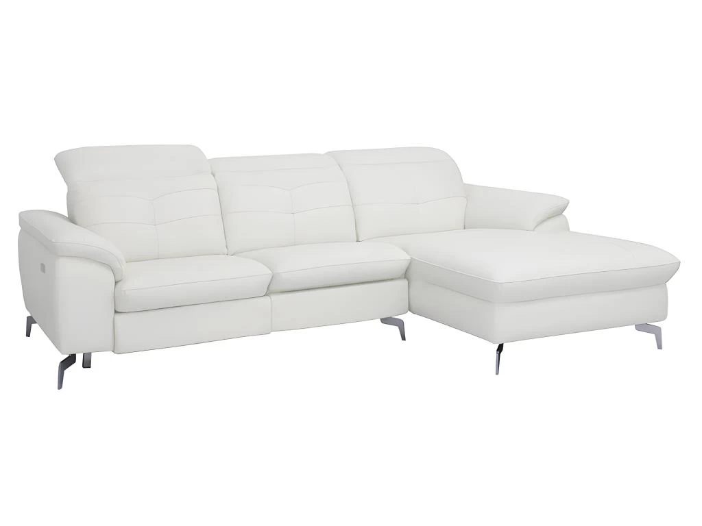 Canapé D'angle Relax électrique En Cuir De Buffle LISMORE - Ivoire - Angle Droit – Image 5