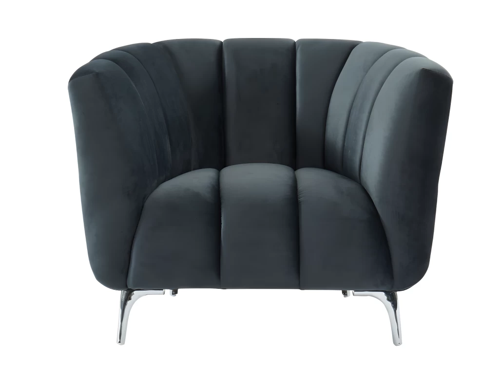 Fauteuil PEGOUM En Velours - Anthracite – Image 2