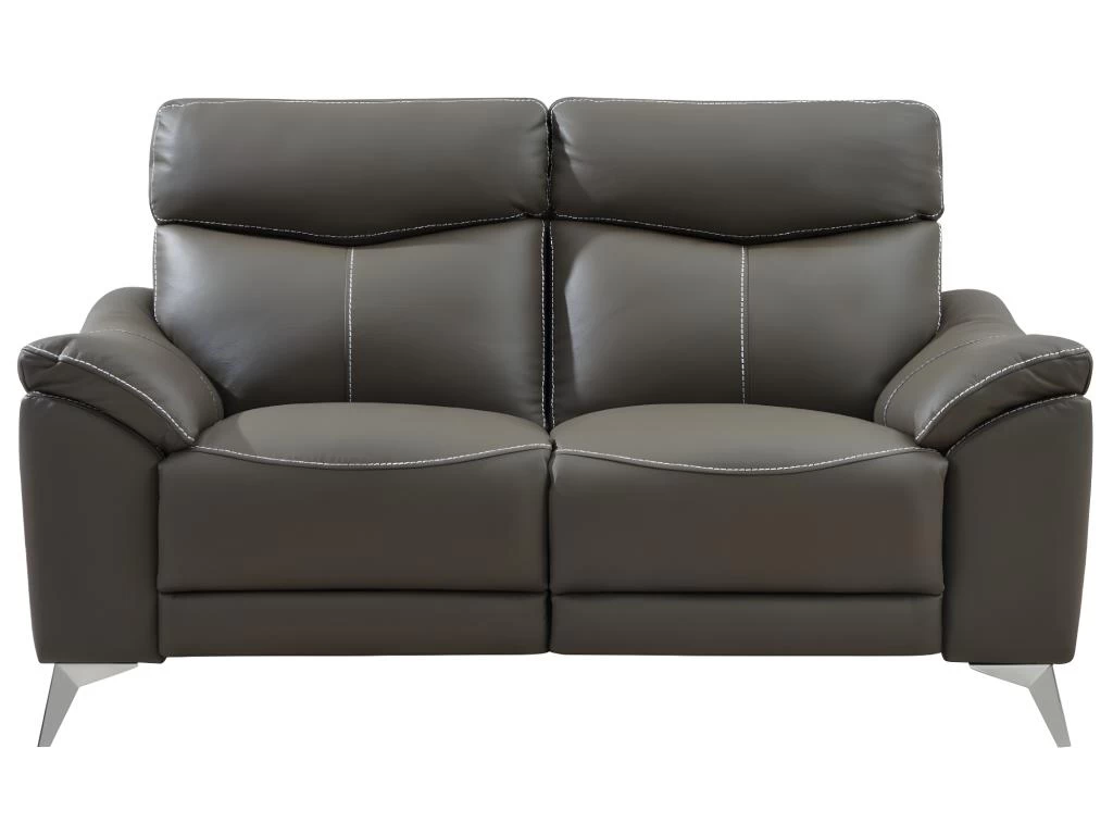 Canapé 2 Places Relax électrique En Cuir METRONOMYA - Taupe – Image 4