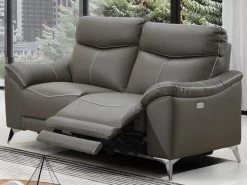 Canapé 2 Places Relax électrique En Cuir METRONOMYA - Taupe