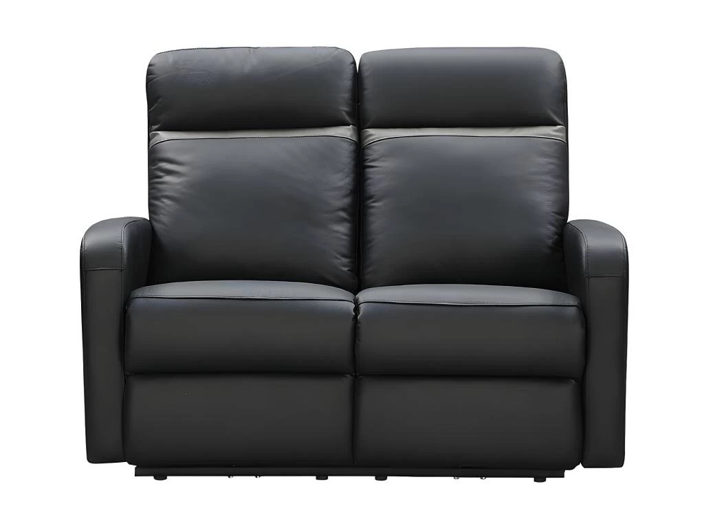 Canapé 2 Places Relax électrique En Cuir ABERDEEN - Noir Et Bande Anthracite – Image 2