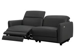Canapé 3 Places Relax électrique CLEOPHEE En Cuir Supérieur - Noir