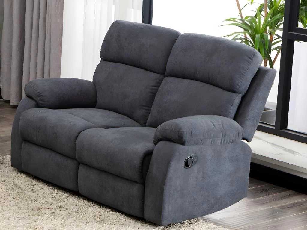 Canapé 2 Places Relax En Tissu TOLZANO - Anthracite – Image 2