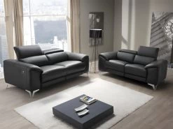 Canapé 2 Places Relax électrique En Cuir FRANSKA - Noir