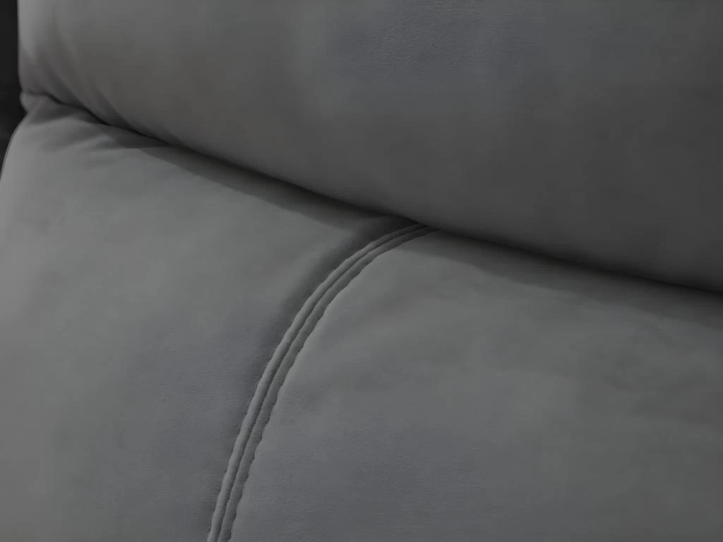 Canapé 3 Places Relax électrique En Velours METTI - Gris Et Bandes écru – Image 6