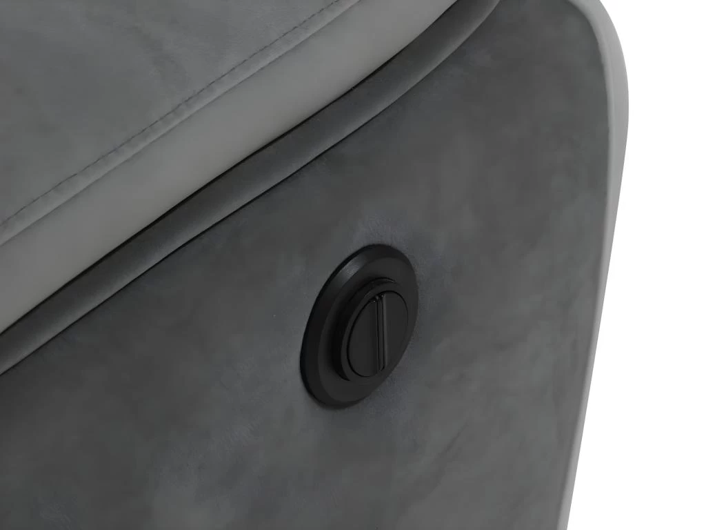 Canapé 3 Places Relax électrique En Velours METTI - Gris Et Bandes écru – Image 7