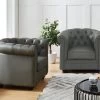 Lot De 2 Fauteuils En Cuir De Buffle CHESTERFIELD - Gris