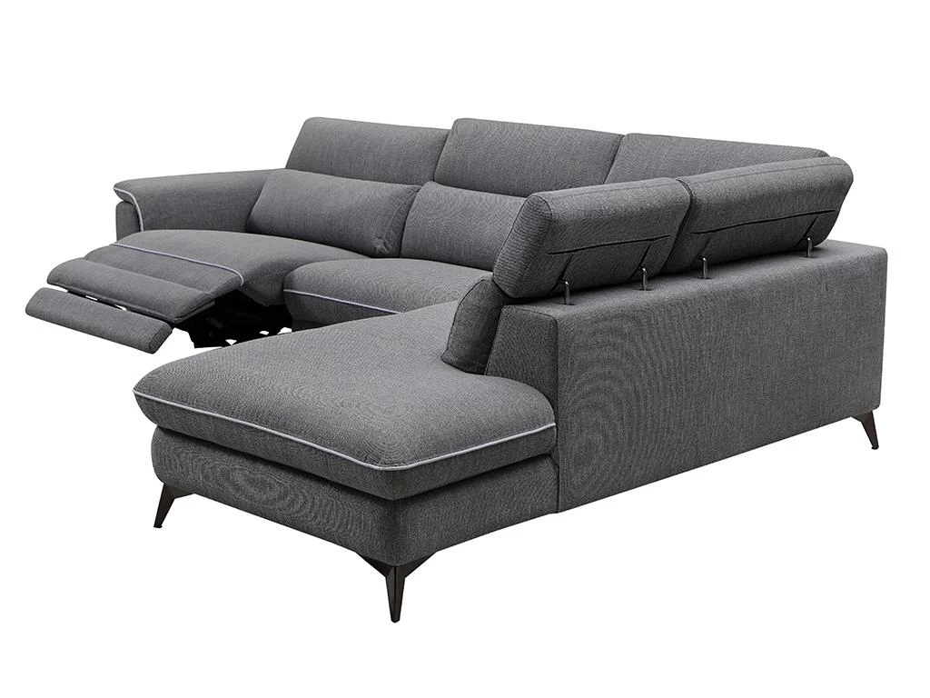 Canapé D'angle Droit Relax électrique En Tissu Gris COPOLI – Image 5