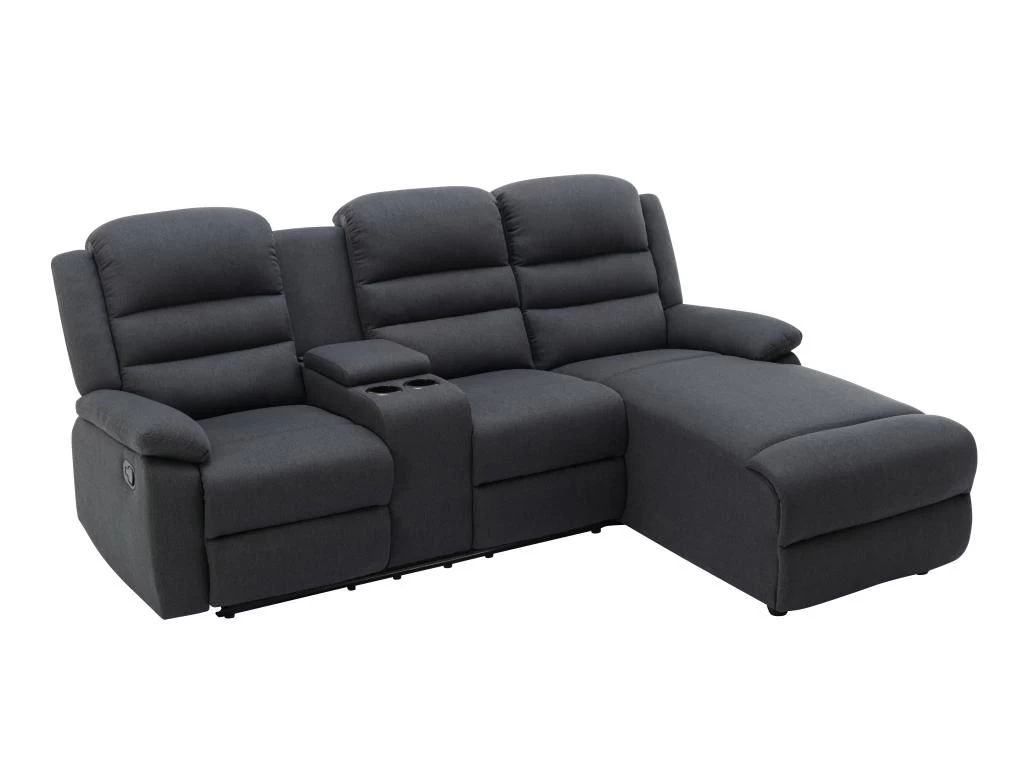 Canapé D'angle Droit Relax En Tissu Anthracite MACEDONIA – Image 4