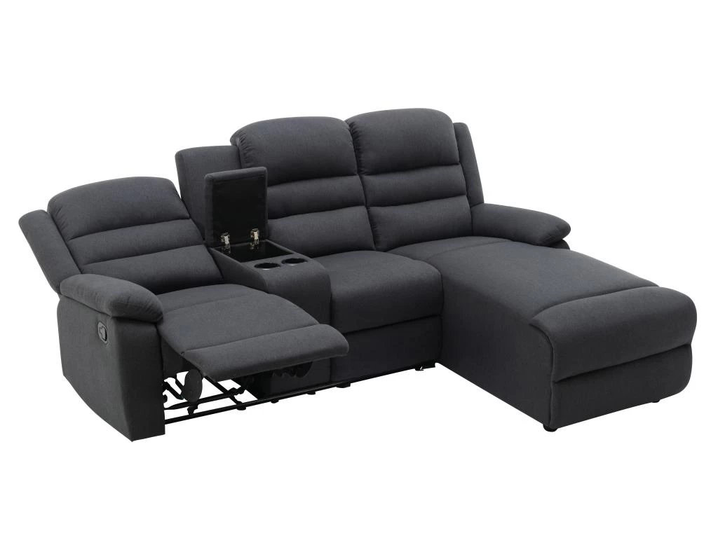 Canapé D'angle Droit Relax En Tissu Anthracite MACEDONIA – Image 5