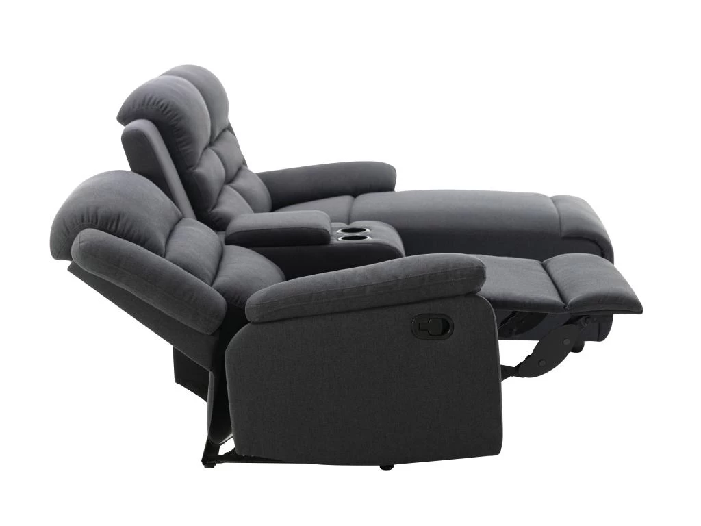 Canapé D'angle Droit Relax En Tissu Anthracite MACEDONIA – Image 6