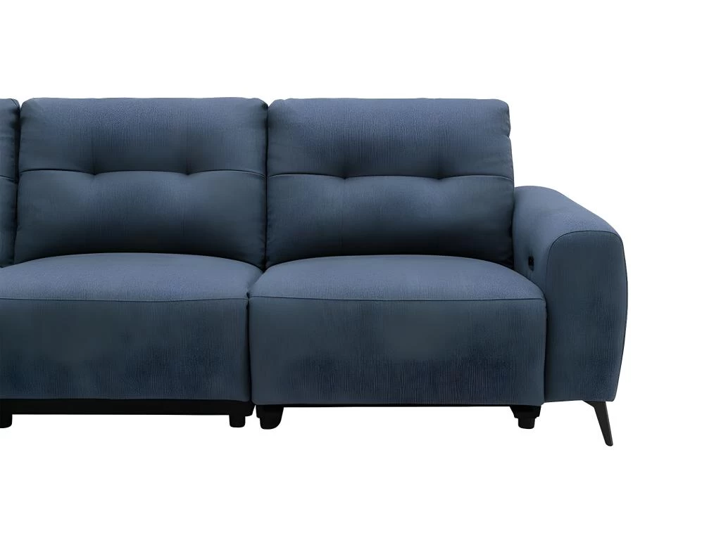 Canapé D'angle Gauche Relax électrique En Tissu Bleu NERUDA – Image 4