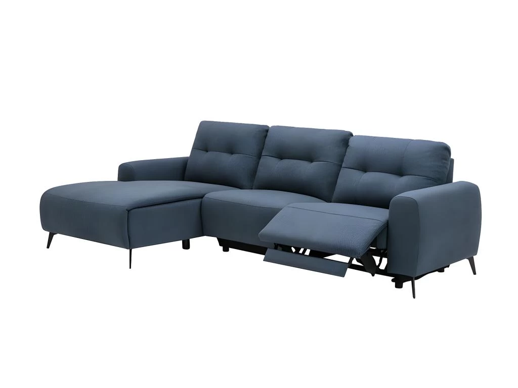 Canapé D'angle Gauche Relax électrique En Tissu Bleu NERUDA – Image 3