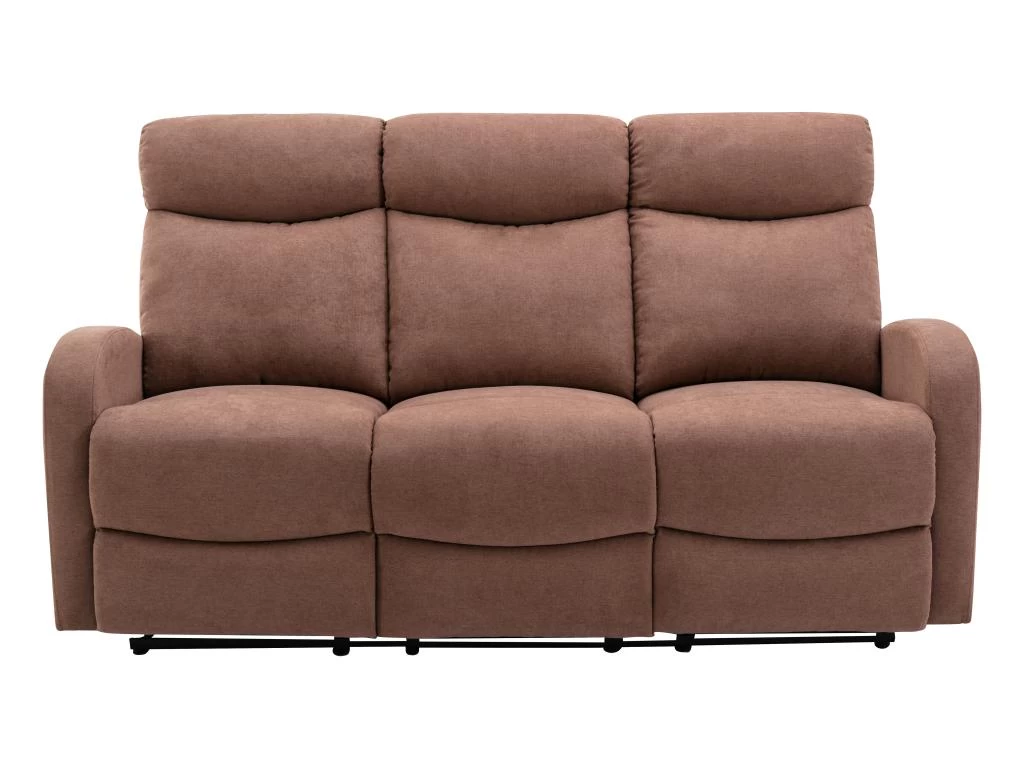 Canapé 3 Places Relax En Tissu Marron EVELYN – Image 6