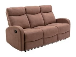 Canapé 3 Places Relax En Tissu Marron EVELYN