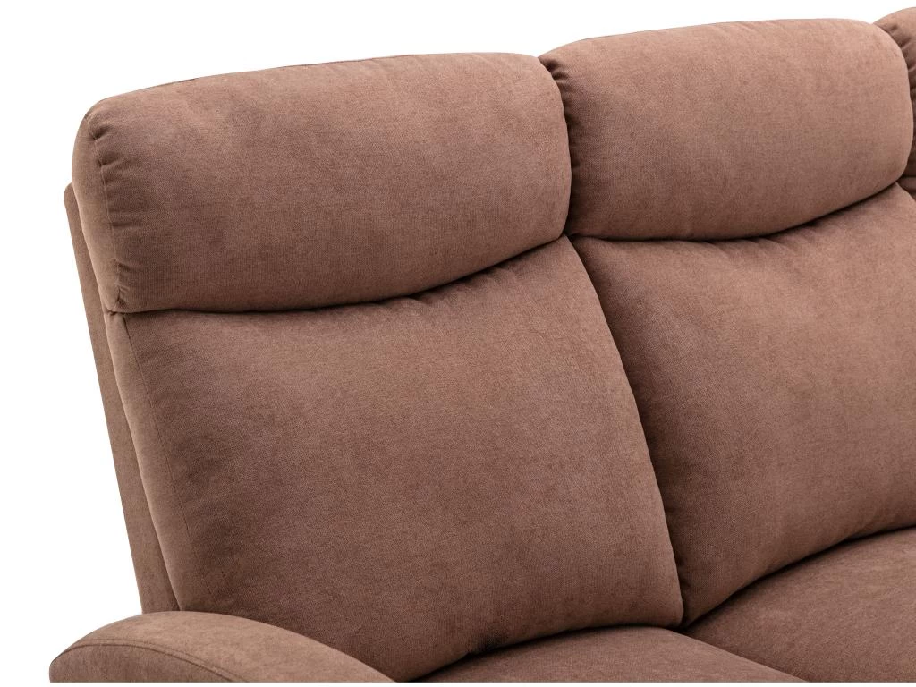 Canapé 3 Places Relax En Tissu Marron EVELYN – Image 5