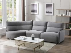 Canapé D'angle Gauche Relax électrique En Tissu Gris CALERO