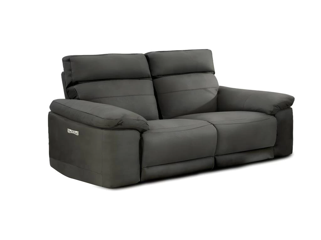 Canapé Relaxation 2.5 Places Motorisé En Tissu Gris Anthracite - CLARA