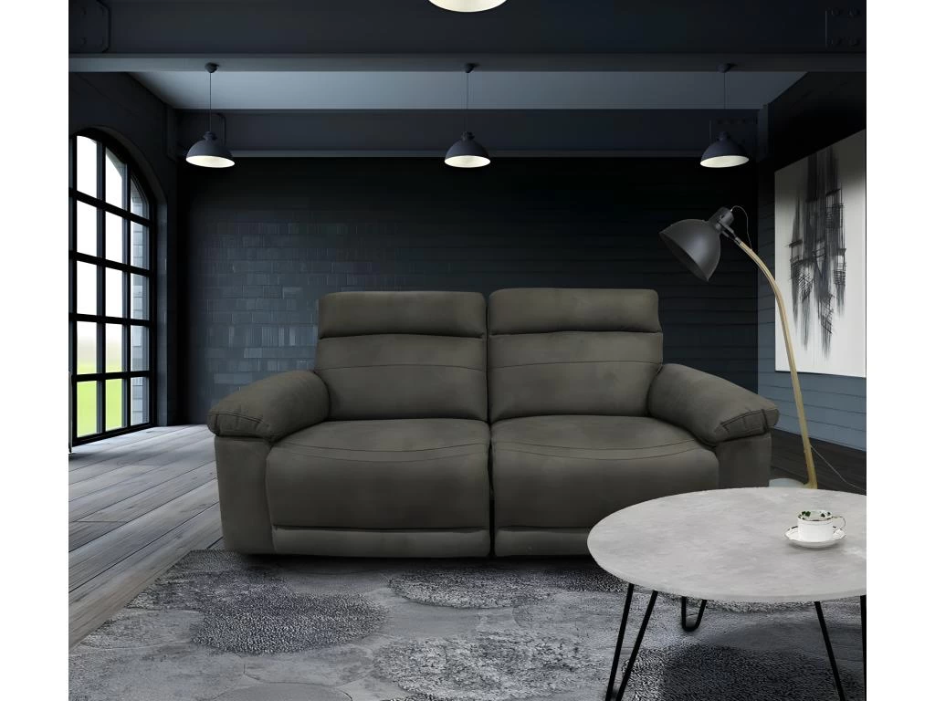 Canapé Relaxation 2.5 Places Motorisé En Tissu Gris Anthracite - CLARA – Image 2