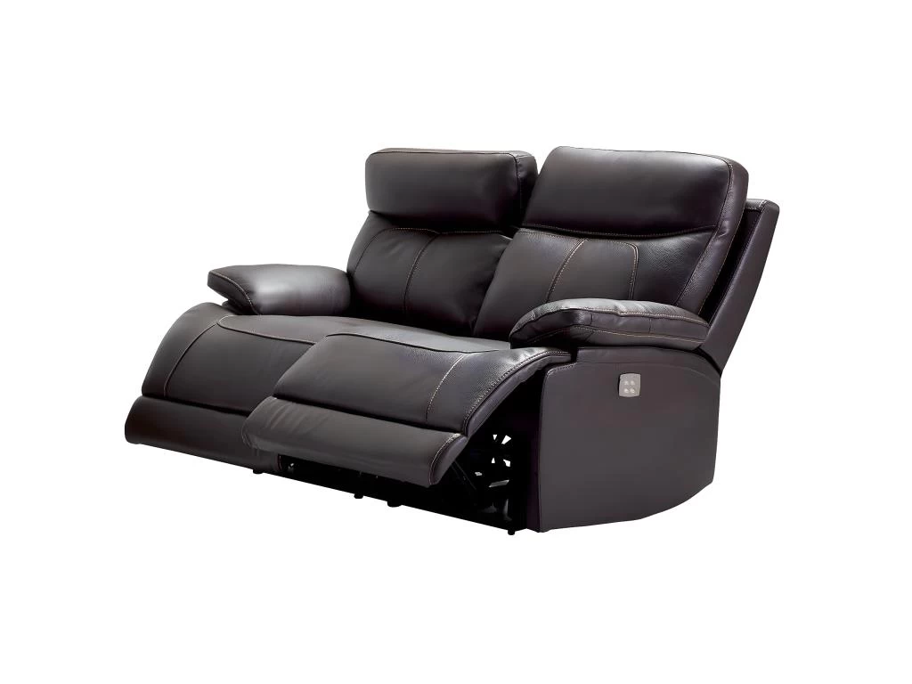 CORDOUE - Canapé Relax Electrique 2 Places Cuir Marron – Image 3