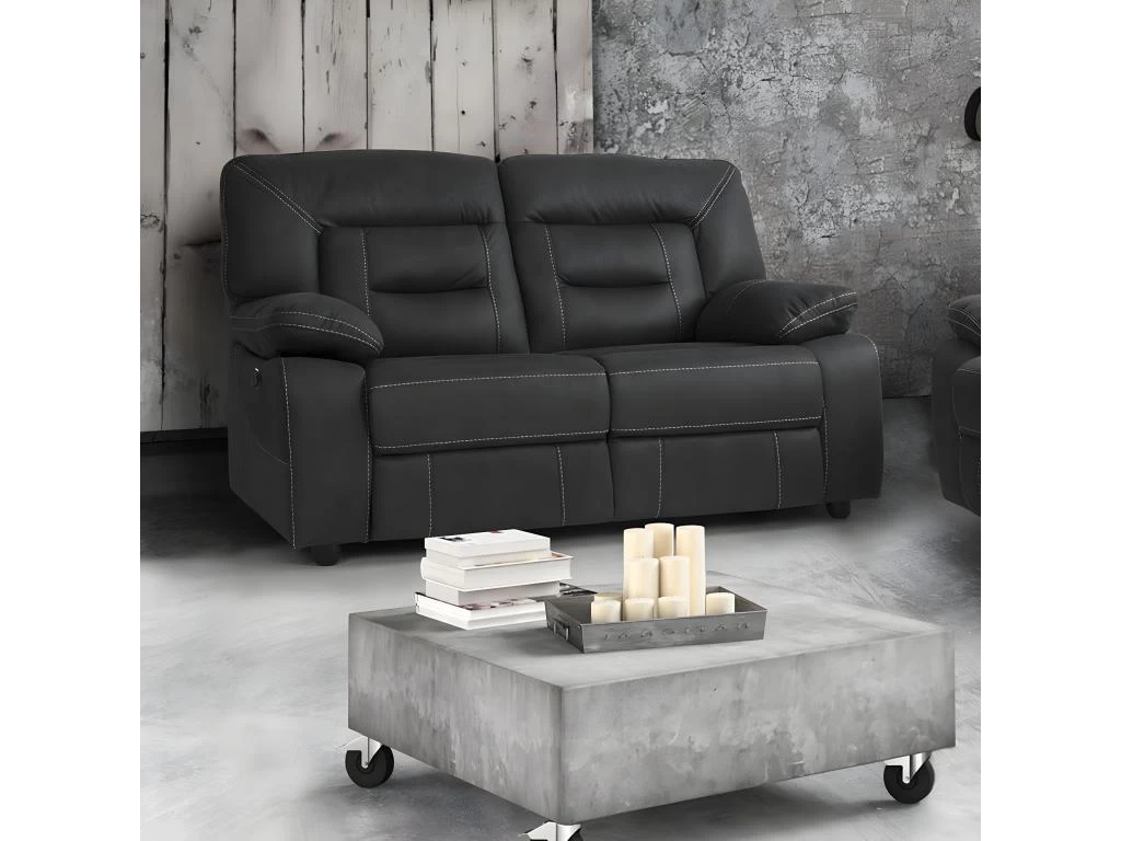 ALMERIA - Canapé Relax Electrique 2 Places Gris Foncé