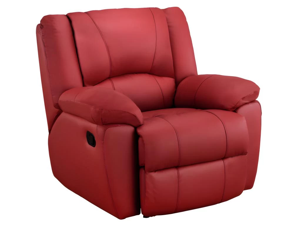 Fauteuil Relax En Cuir AROMA - Rouge – Image 5