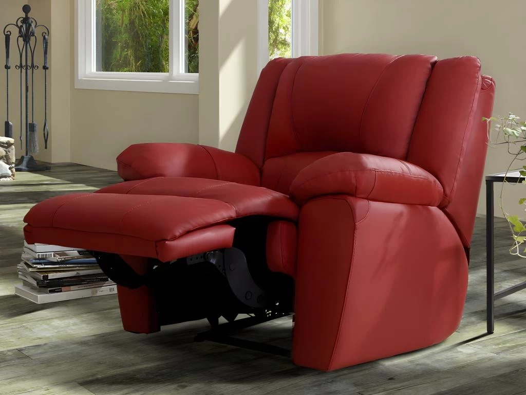 Fauteuil Relax En Cuir AROMA - Rouge