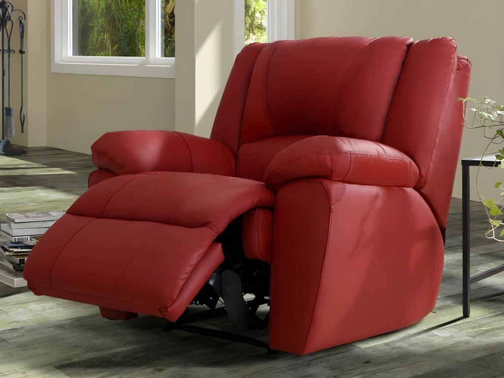 Fauteuil Relax En Cuir AROMA - Rouge – Image 2