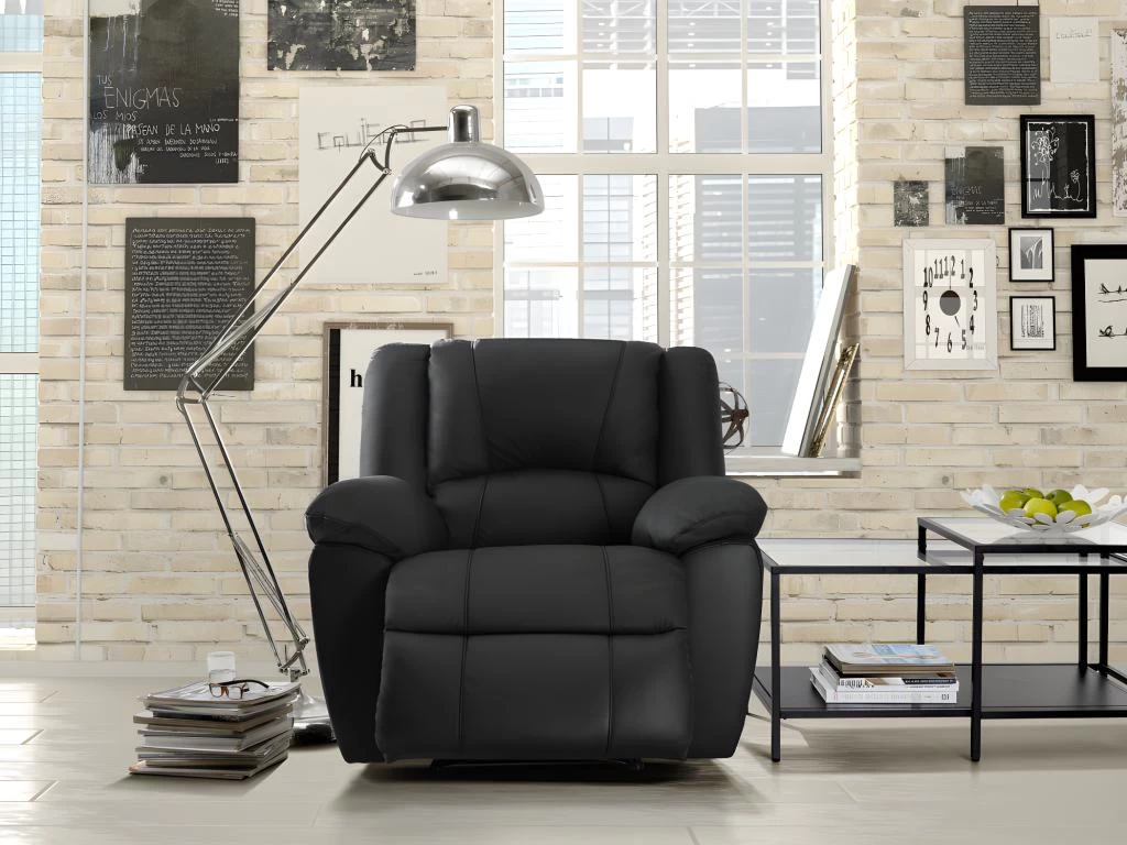 Fauteuil Relax En Cuir AROMA - Noir – Image 8