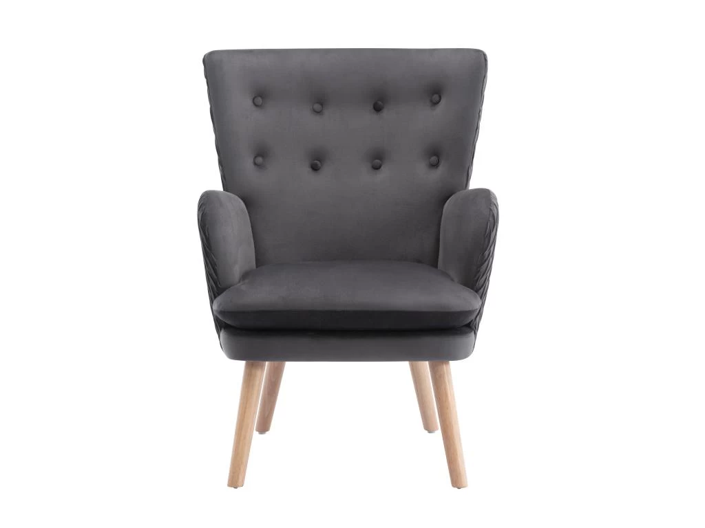 Fauteuil En Velours Gris DOROTEA – Image 2